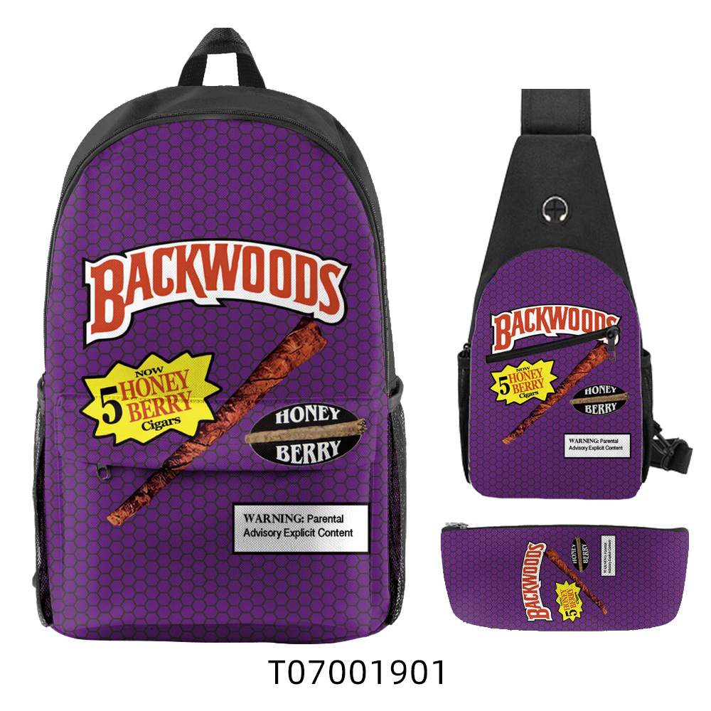 Cross-Border fashion backpack BACKWOODS cigar backpack set manufacturers straight hair cigar 3D backpack