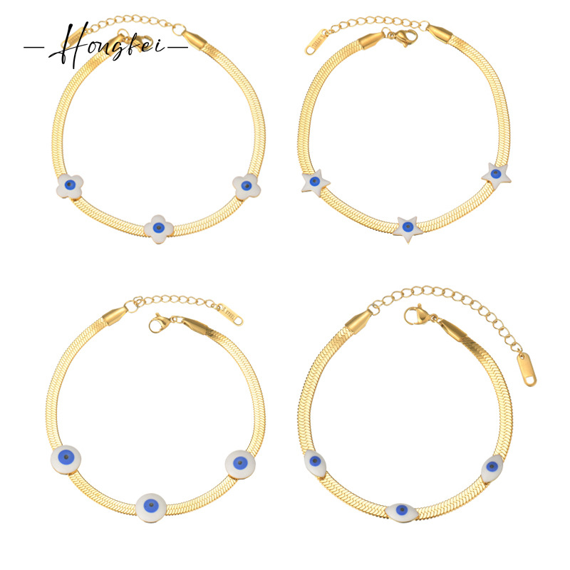 TikTok Explosions ins Niche Design Devil's Eye New Chinese Bracelet Women's Stainless Steel 18K Gold-plated Bracelet Wholesale