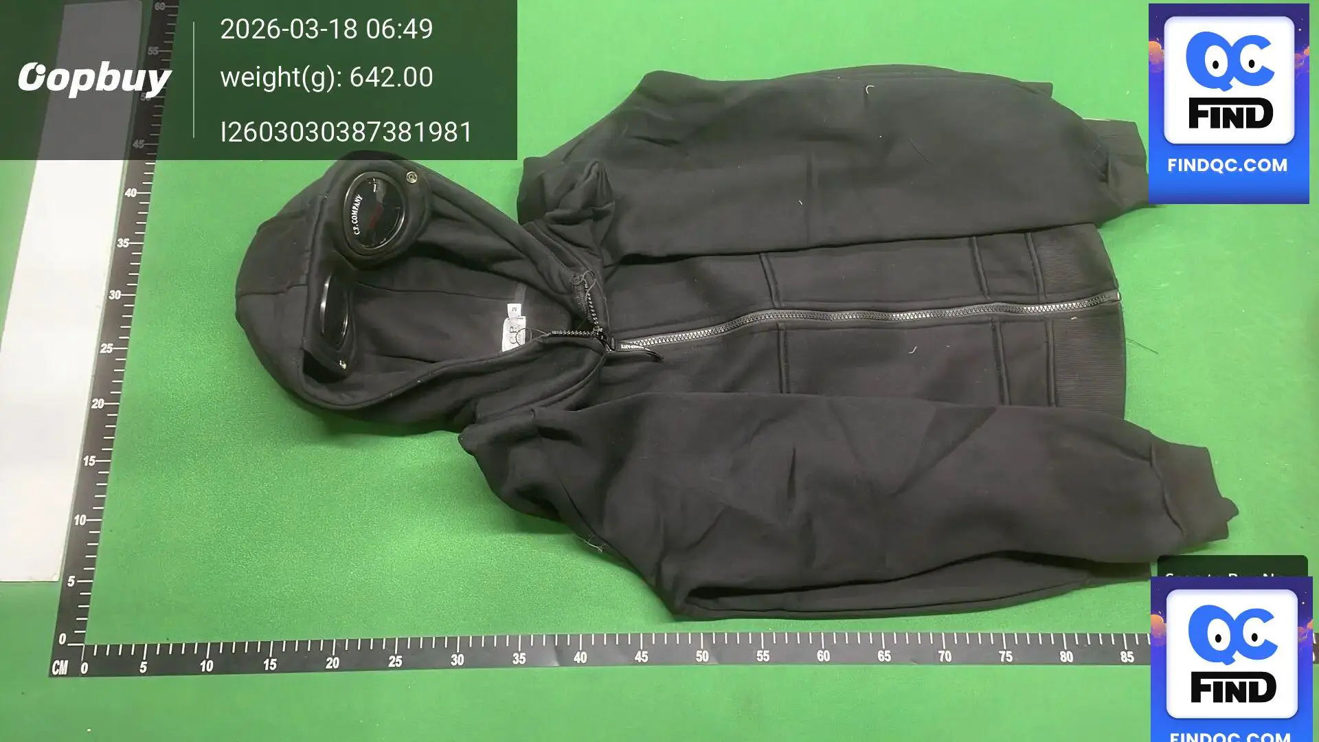 CP Company black zip hoodie with goggles