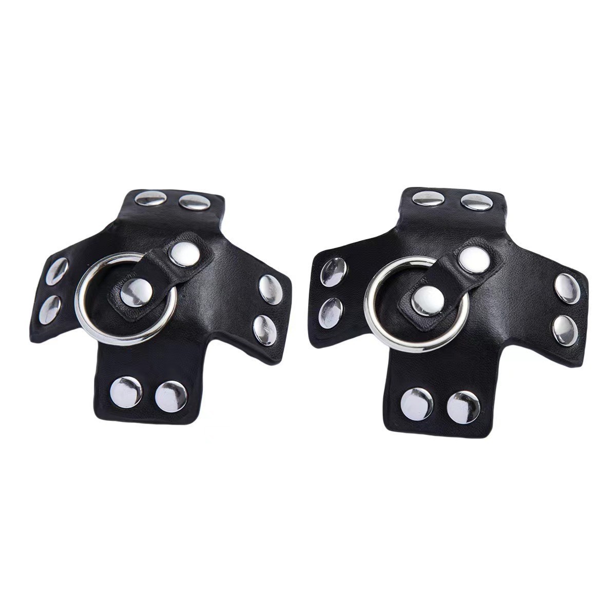 Sexy sm adult products PU leather pull ring cross breast patch iron ring silicone close-fitting fun accessories personality chest patch