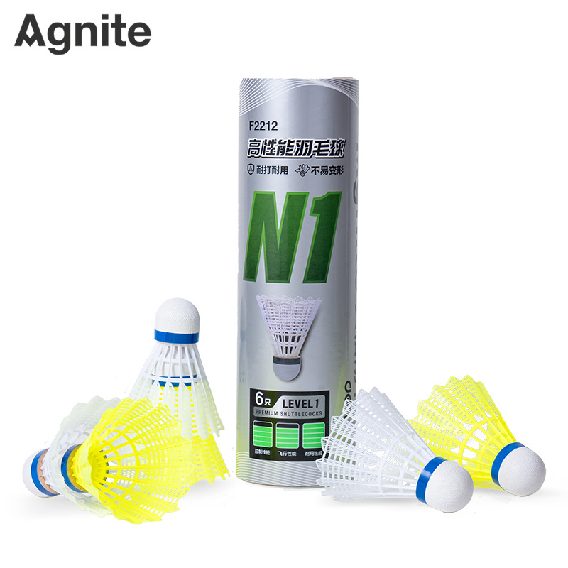Deli Angnet F2212 Nylon Badminton Durable Feather Indoor and Outdoor Wear-Resistant Training Balls 6 Pieces/Pack