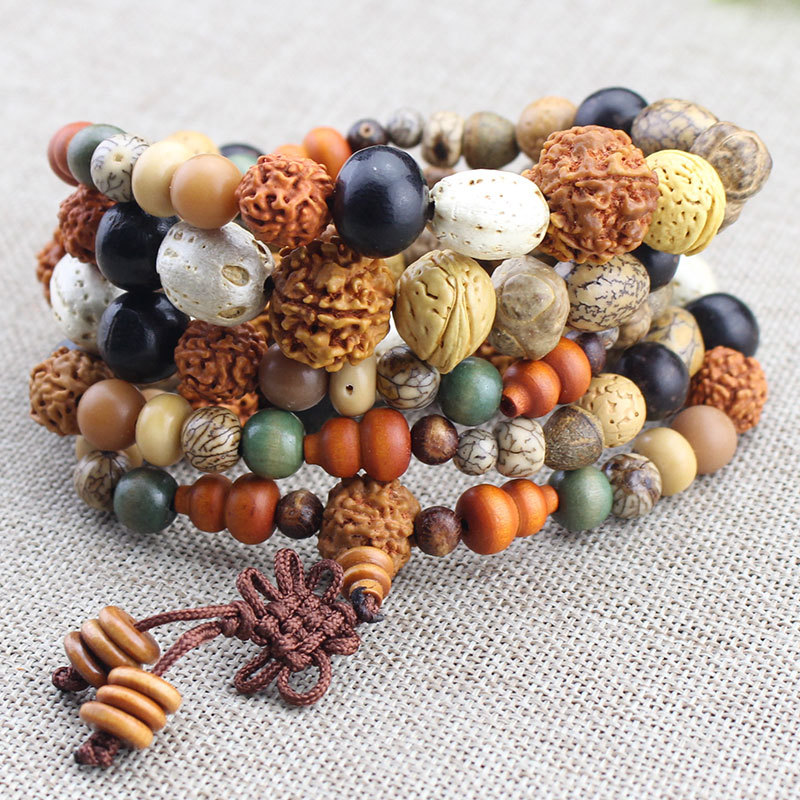 Factory wholesale creative Duobao 18 Bodhi bracelet 108 Buddha beads rosary star Moon Diamond White Jade Bodhi