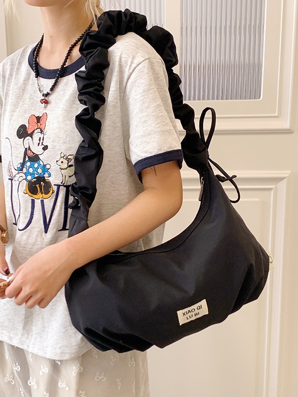 Trendy Korean-style Niche Pleated Nylon Cloth Dumpling Bag 2025 New All-match Small Fresh Girl Shoulder Crossbody Bag