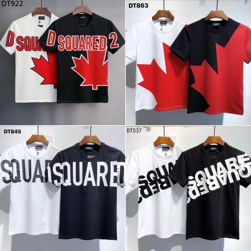 Regular version DSQ short sleeve T-shirt men's round neck youth casual top short T trendy cross-border printed bottoming shirt T
