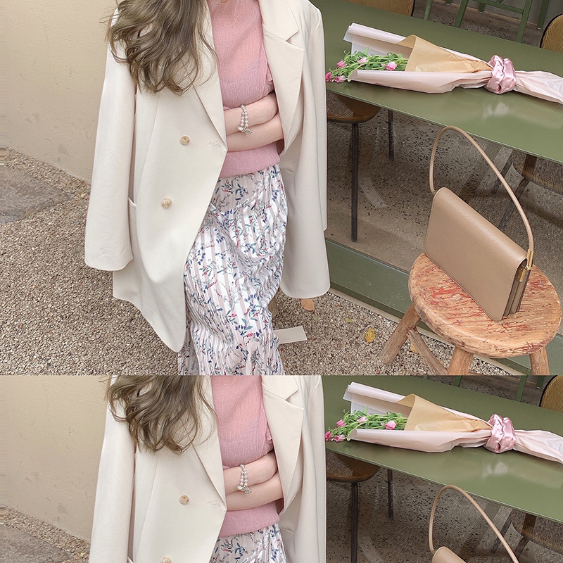Yujie Big Sister Wind Long White Elegant Suit Spring South Korea Dongdaemun Design Age-reducing Waist