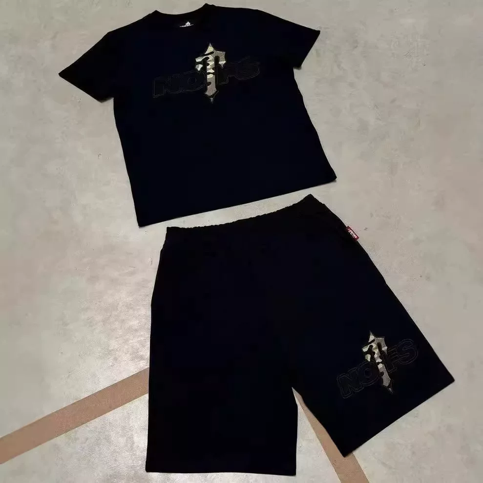 Casual suit European and American new NOFS letter printed short sleeved shorts loose Y2K hip-hop style sports suit