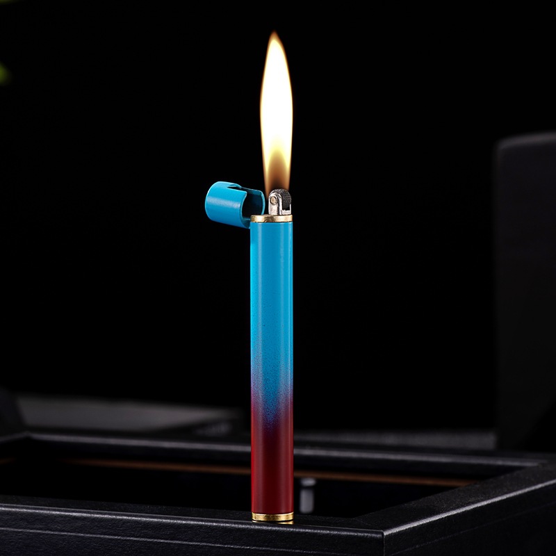 Mini cylindrical cigarette type grinding wheel open flame lighter inflatable metal lighter chattering cross-border supply wholesale