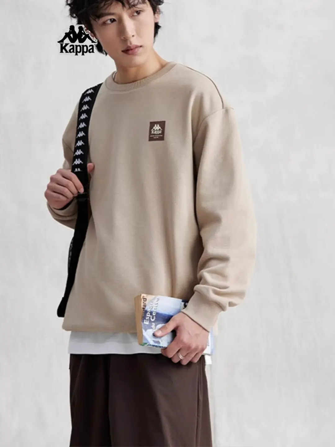 Kappa Kappa Men's Women's 2024 Spring New arrival String Label Athleisure Round Neck Sweatshirt K0Ew2Wt93P