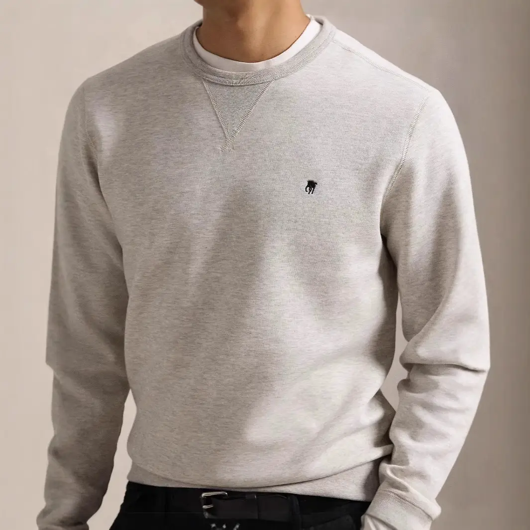 Rl Laff Pony Logo Thin Round Neck Embroidered Cotton Long Sleeve Sweatshirt Top Autumn and Winter Pullover Couple Sweatshirt Men