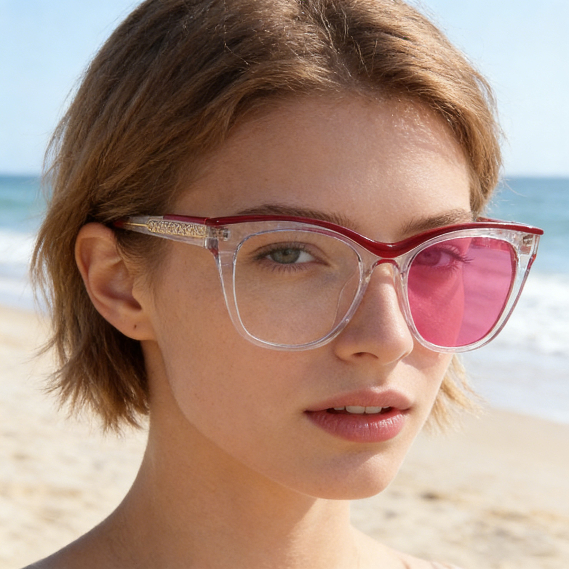 2025 New Cat-Eye Color-Changing Sunglasses for Women, Personalized Optical Frames, Trendy Ins Style Glasses Frames for Women, Wholesale