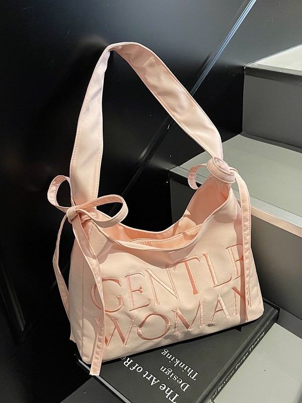 GentleWoman Letter Embroidered Underarm Bag 2025 New Color Casual Girl Bow Shoulder Bag