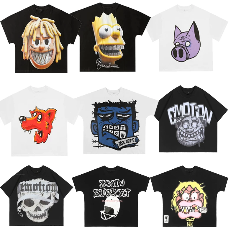 Billionaire short sleeved funny Oversize loose boxy fit American street T-shirt tee cartoon OS