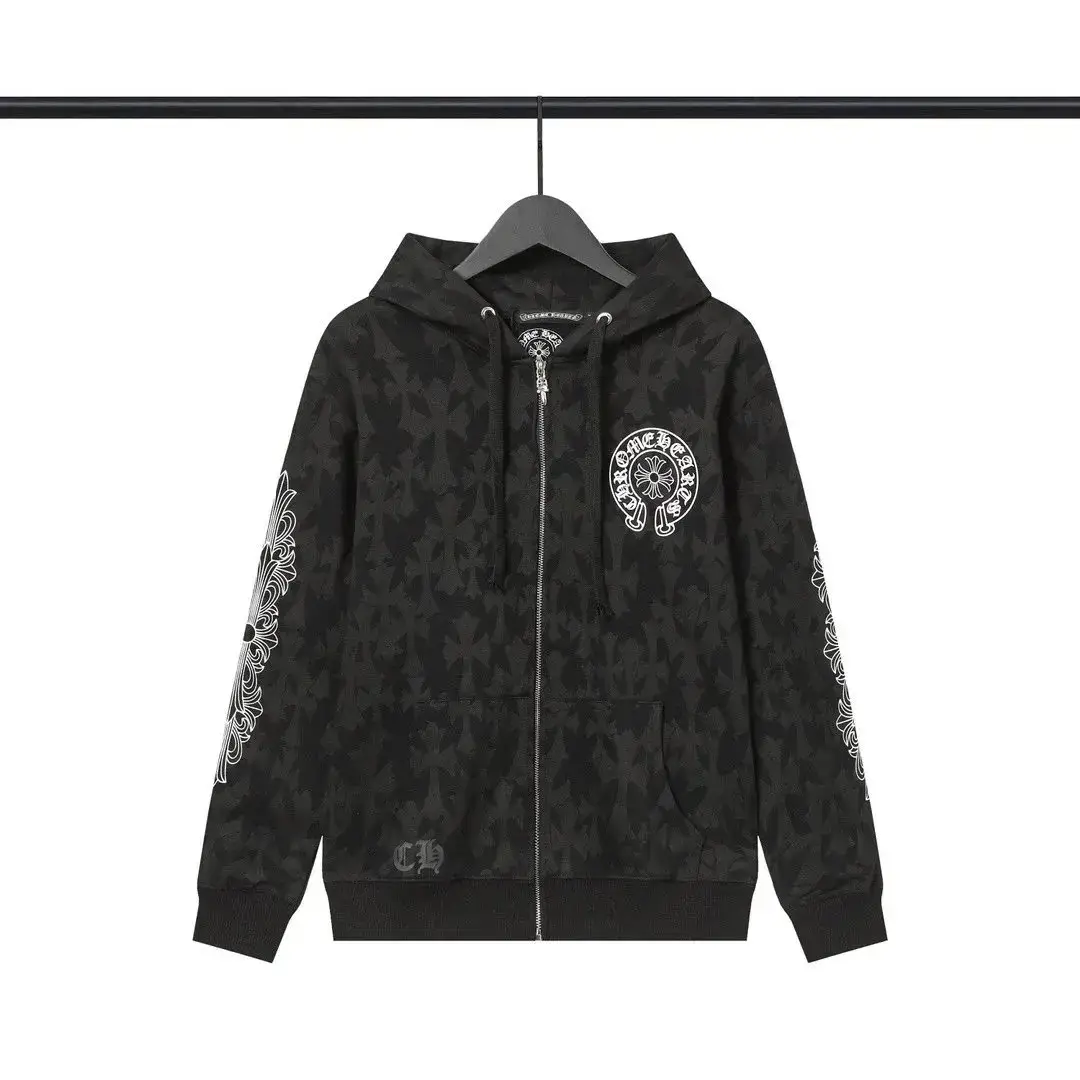 CH K 2024 Spring and Autumn New Collection Luo Dark Pattern Ten Lawen Tifan Cardigan Zipper Hoodie Men's and Women's Styles