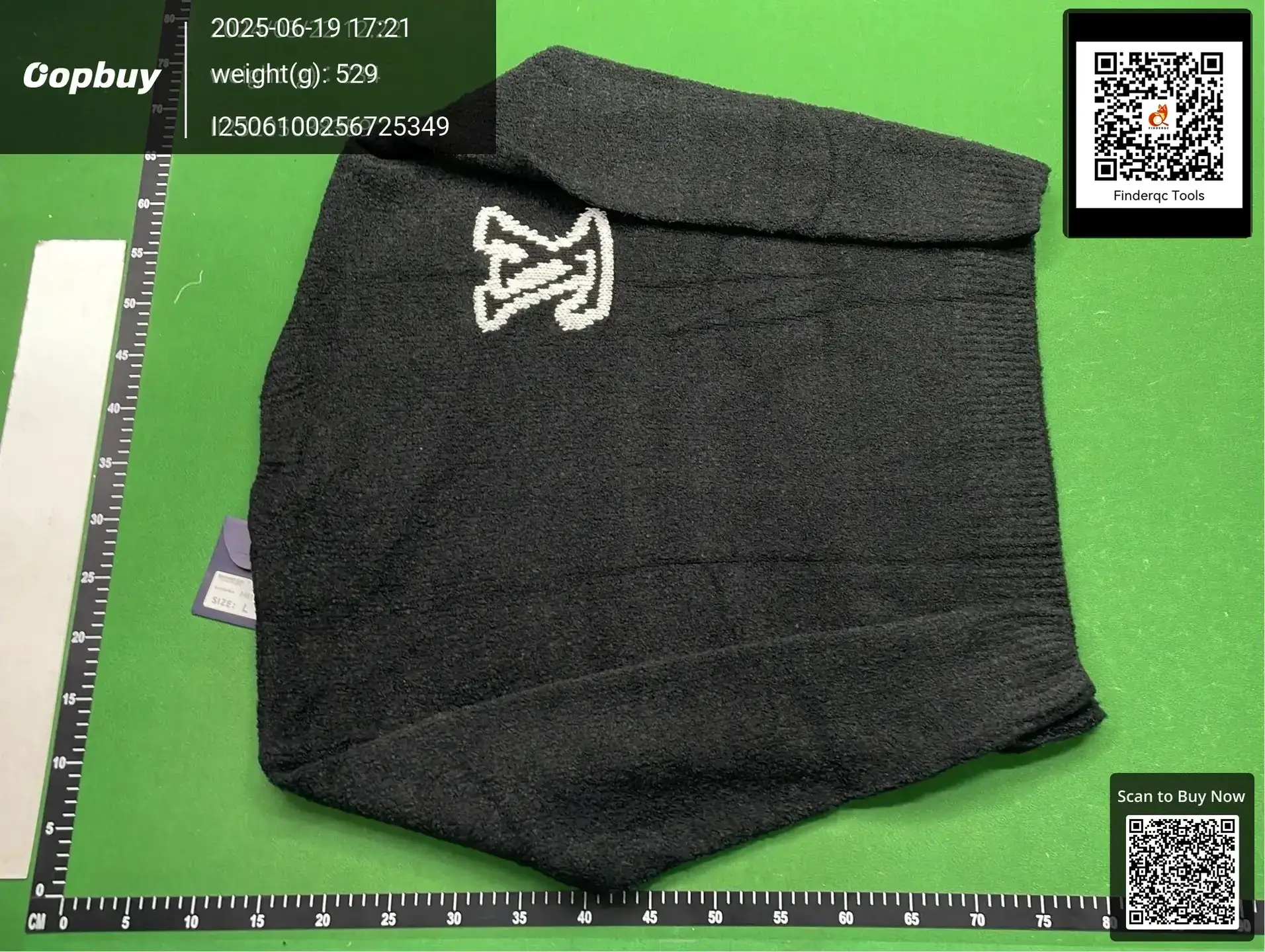 Black sweater with white logo