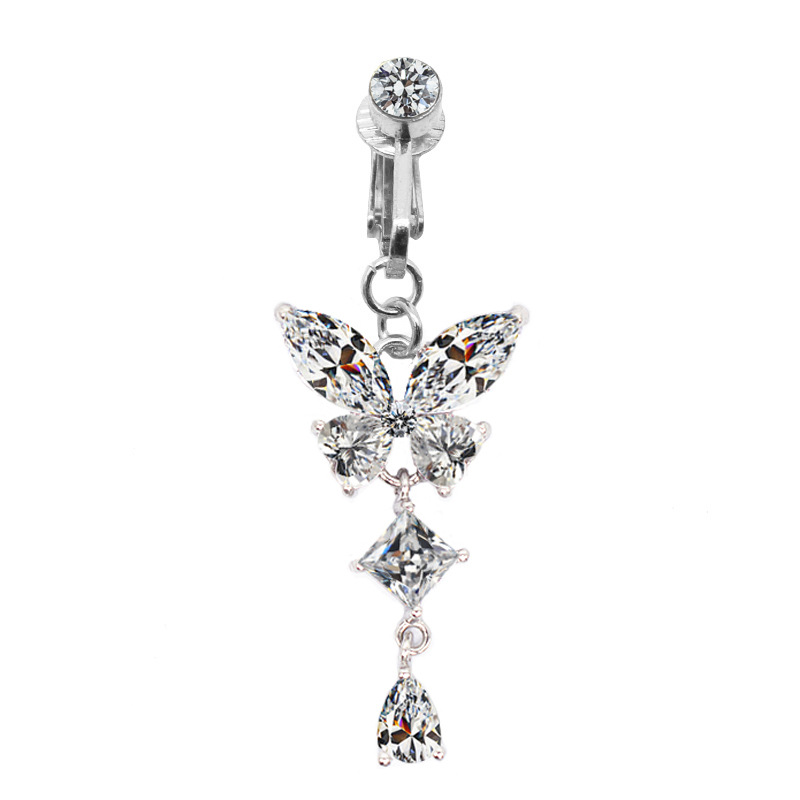 Gebei Europe and the United States cross-border butterfly belly button ring rabbit belly button ring heart-shaped belly button ring without hole puncture ear clip dual-use