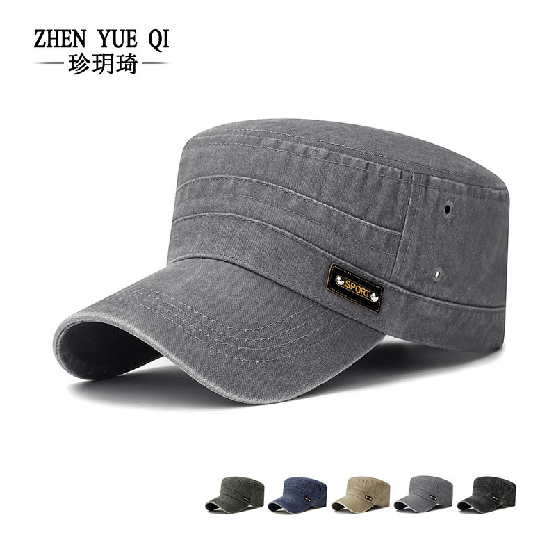 Washed Cotton Used Hat Men's New Outdoor Casual All-match Cap Spring and Autumn Sunshade Flat Top Hat for Women
