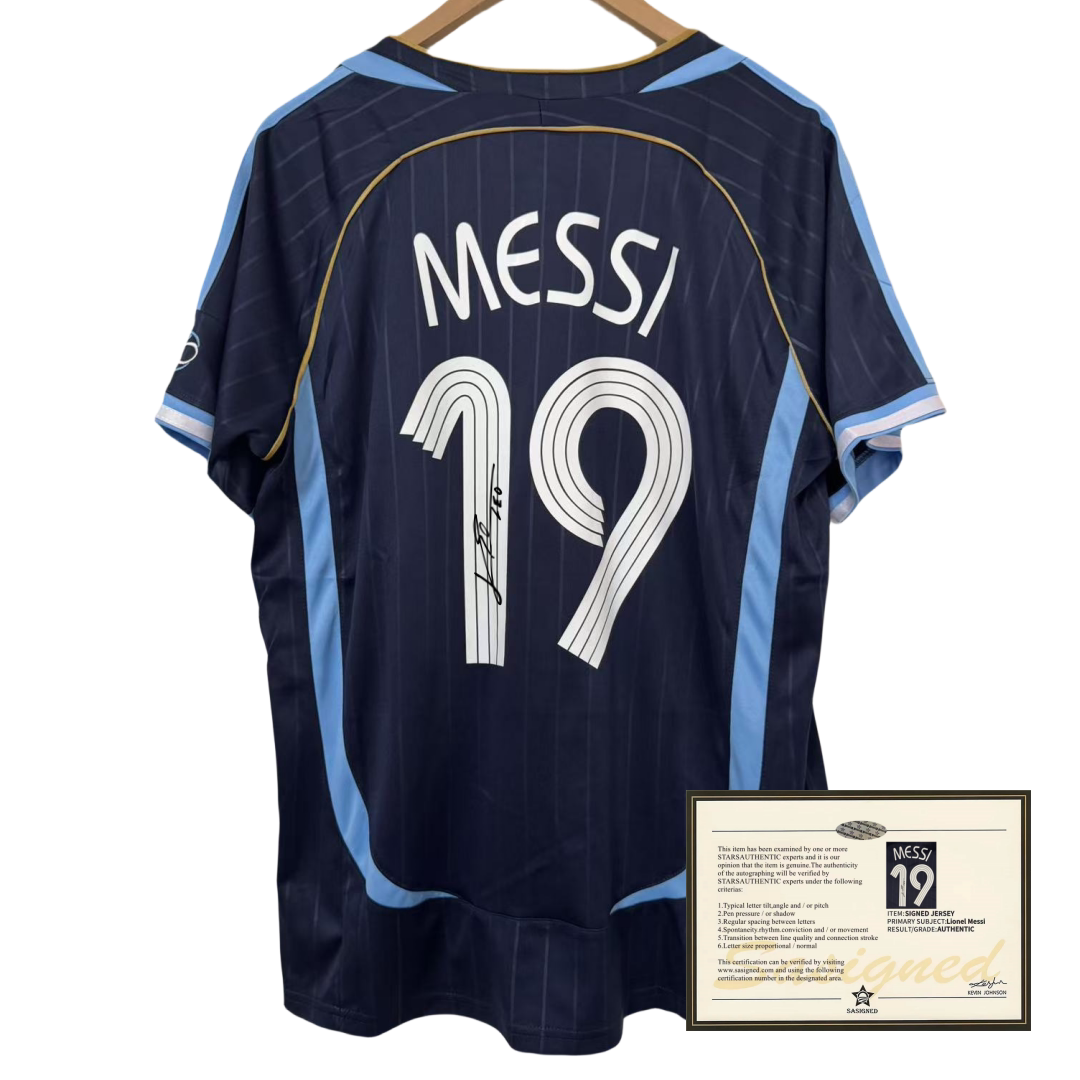 2006 Afa Messi Retro Autographed Jersey Soccer Away Jersey Shirt