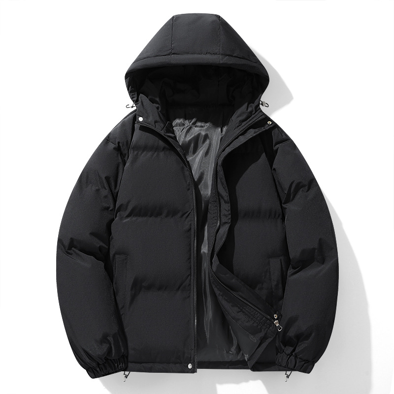 Down Cotton-padded Clothes Men's Winter New Hong Kong-style Loose plus size Cotton-padded Coat Jacket Youth Cotton-padded Coat Hooded Bread Suit