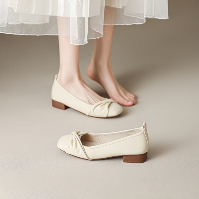 French-Style Mary Jane Shoes for Women, 2026 Spring and Autumn New Flat Slip-On Ballet Leather Shoes