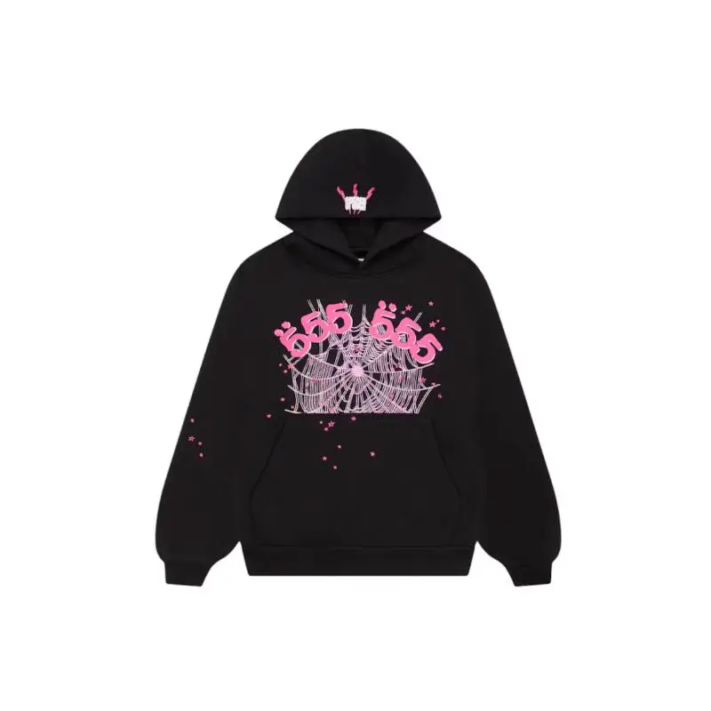 Sp5der Angel Number Hoodie Black Double Edition Velvet 555 Spider Hoodie Hoodie Sweatshirt