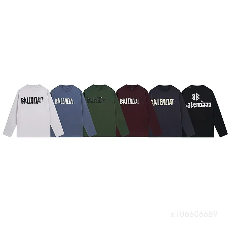 High version of Paris B home before and after the tape printing washed and abraded do old loose spring and summer large size wear long-sleeved T-shirt