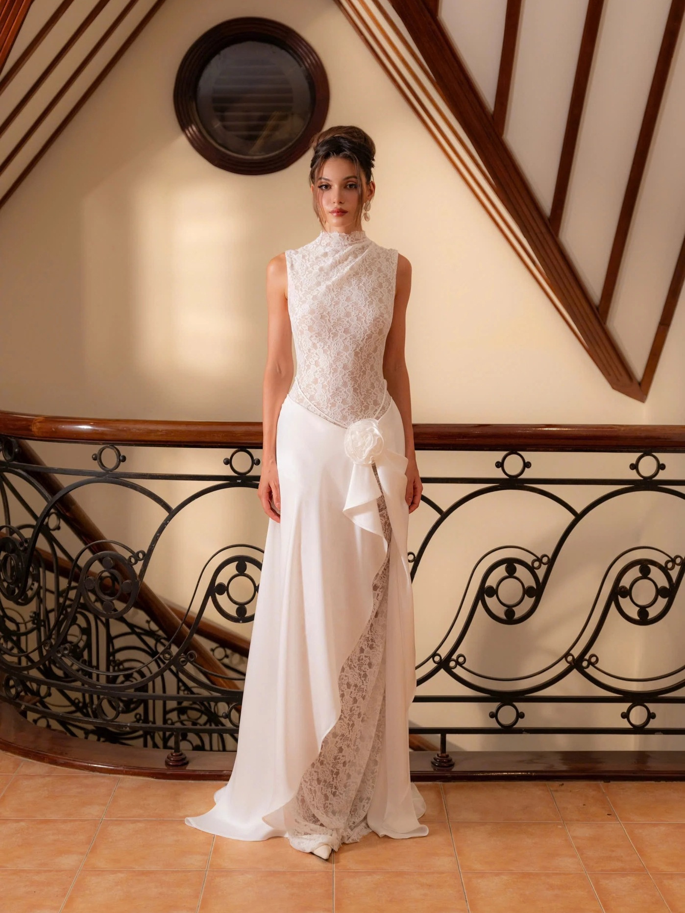 In stock | Yunnan Travel Dress Floral Long Dress Lace Dress European and American Women's Evening Dress Sleeveless Long Dress