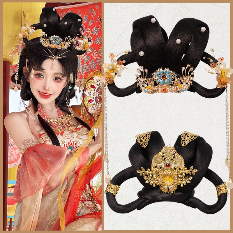 Antique Hanfu Flying Dunhuang exotic dance performance wig fairy style versatile handmade Dunhuang style hair accessories
