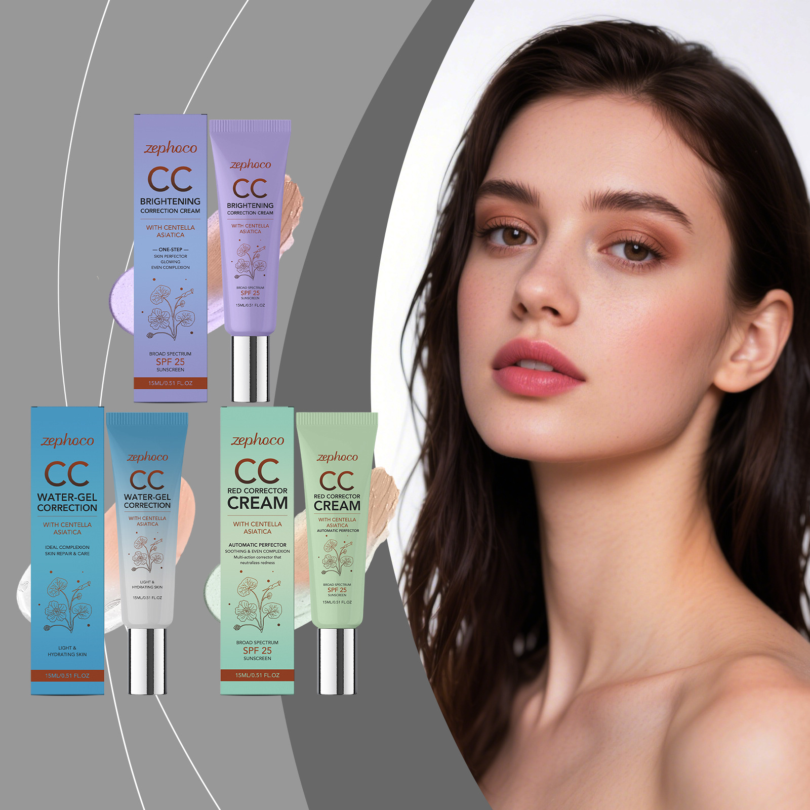 Zephoco Temperature-Changing Skin Cc Cream Series, Natural and Transparent Base Makeup, Delicate and Long-Lasting Foundation, Temperature-Changing Cc Cream