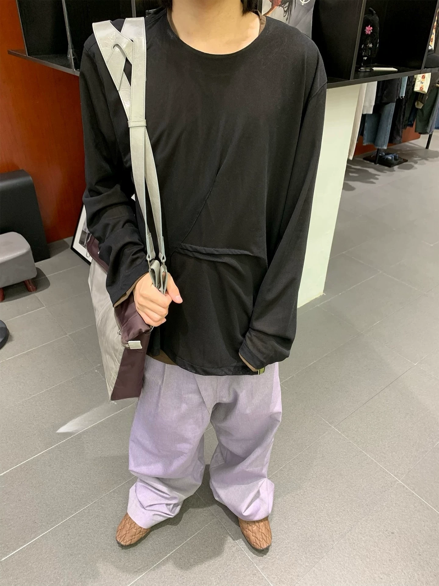 Kiko Kostadinov Fall and winter New arrival Fake Two-Piece Color-Blocked Mesh Pleated Craft pullover T-Shirt Men's Base Layer Shirt