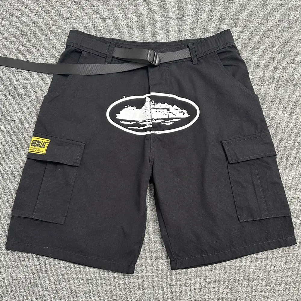 Corteiz American Trendy Alcatraz Cruise Ship Print Men and Women Loose Casual Many Flap Pocket pants parka Half Length shorts