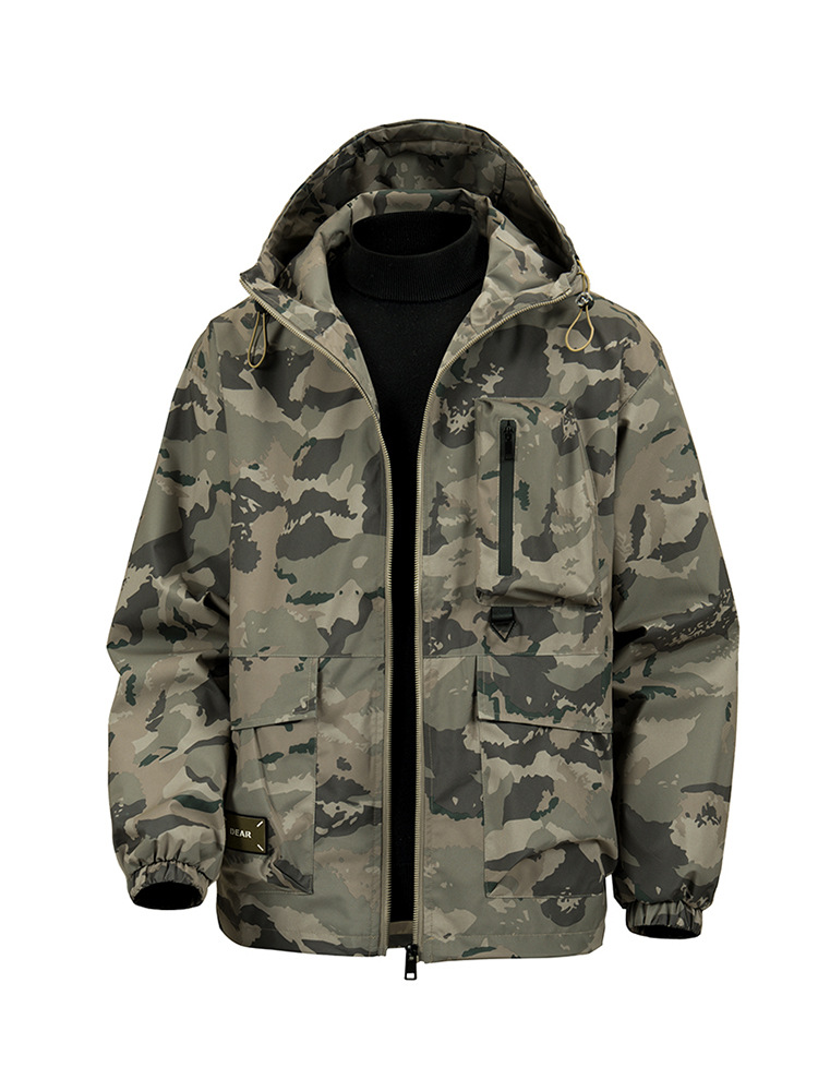 Cross-Border Foreign Trade Export Autumn and Winter Men's Hooded Camouflage Jacket, Fashionable Water-Repellent and Warm Jacket, European Size