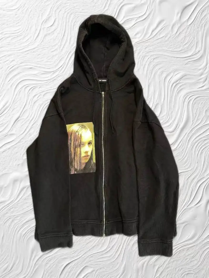 RAF Simons 18FW Christiane F堕落街克里斯蒂娜人像拉链帽衫外套