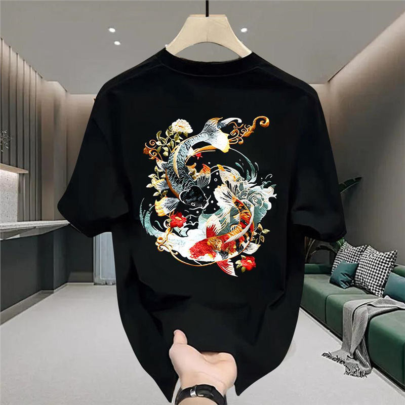 European and American Summer Short-Sleeve Ins Pure Cotton New Men's Popular Printed T-Shirt Trendy Unisex Versatile Round-Neck T-Shirt for Men