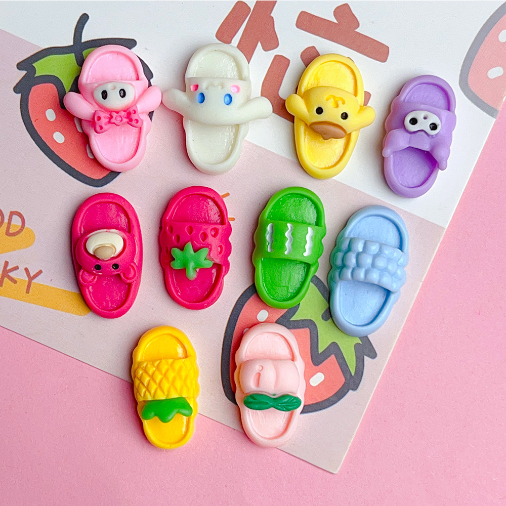 Fruit Slippers Cartoon Resin Accessories Slippers Diy Cream Gel Accessories Gel Dropping Mobile Phone Case Handmade Material Decoration