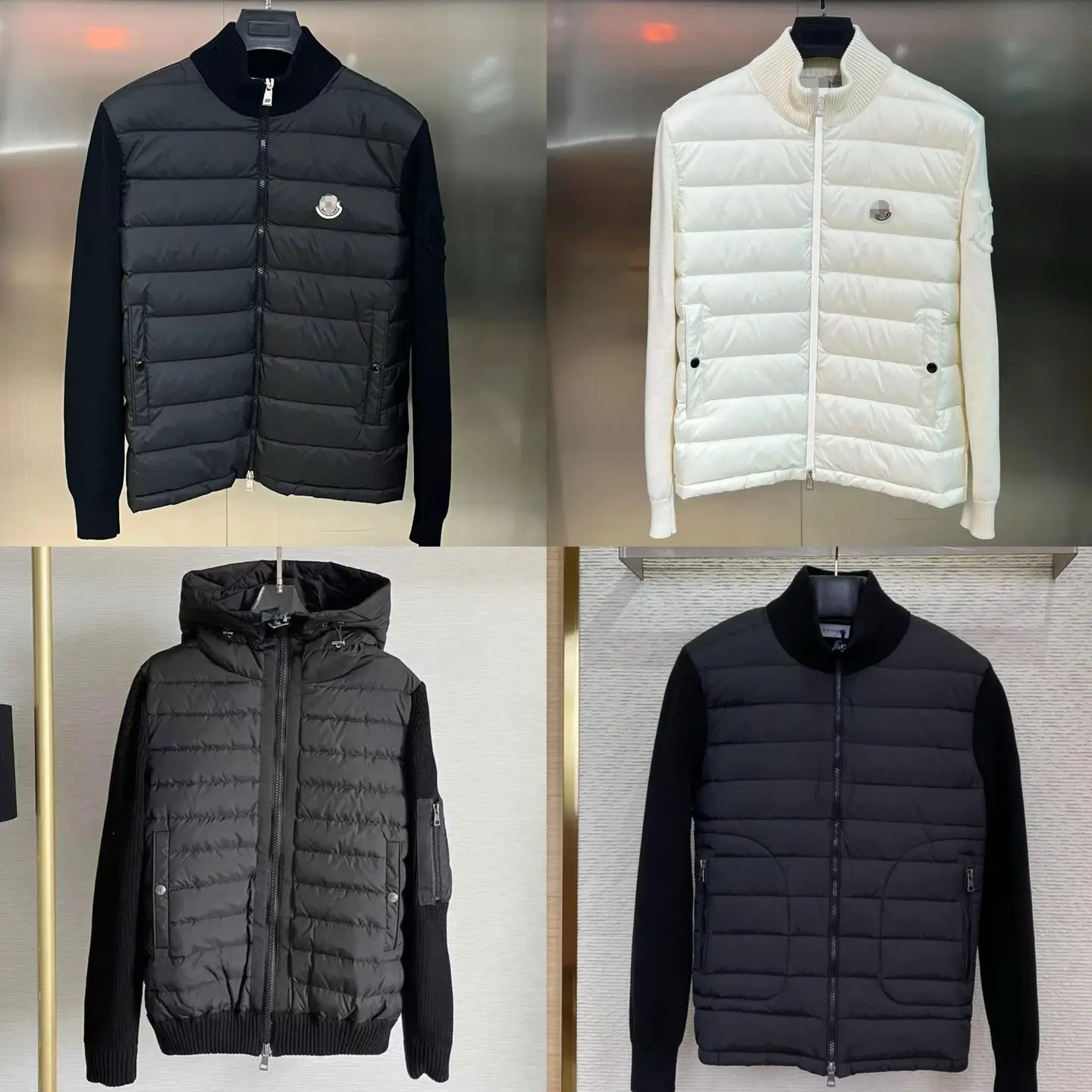 新款针织羽绒服男拼接白鸭绒立领休闲开衫毛衣-SJT