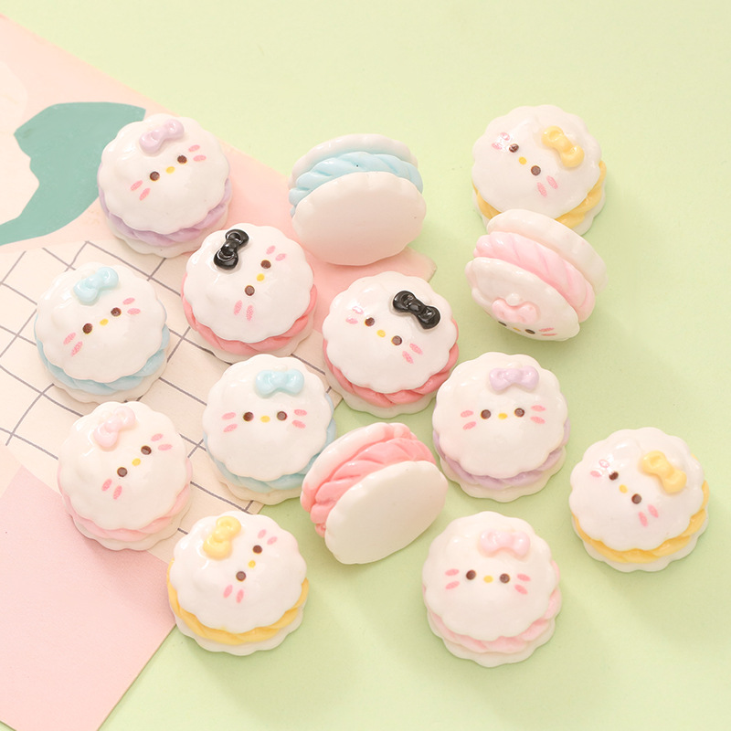Simulation Food Play Cartoon Cat Sandwich Cake diy Cream Glue Play Home Toy Trendy Play Ornaments Resin Jewelry