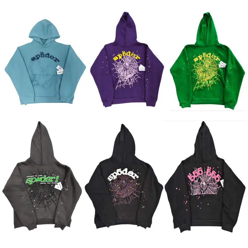 Europe and the United States explosion models spider web sp5der sweater 555555 heavyweight sports hoodie padded sweater cross-border special supply
