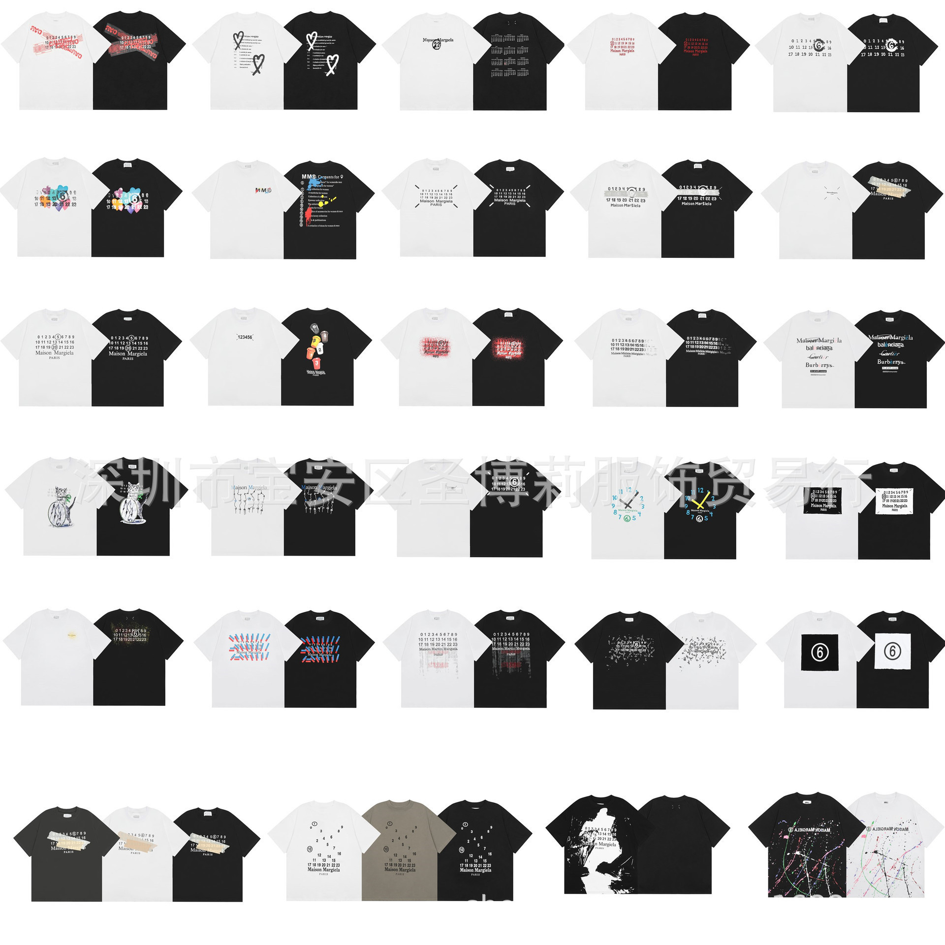 High-Quality Cross-Border Maisonmargiela Classic Letter and Number Print Pure Cotton Short-Sleeved T-Shirt for Men and Women QC-foto från 1688 på Qualit.ly