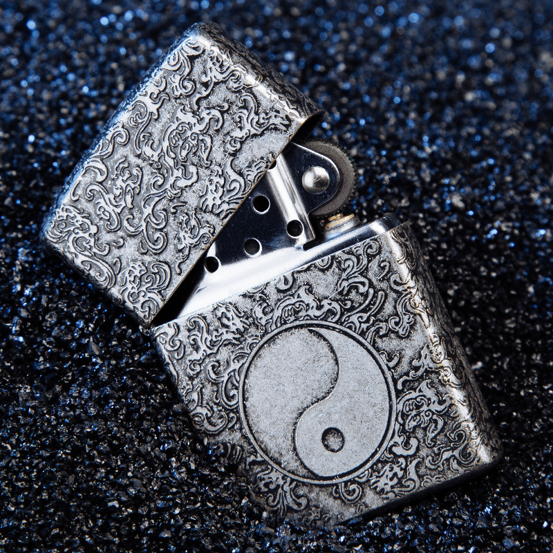 zorro zorro Kerosene Carved Deep Carved Lighter Five-sided Carved Series Pure Copper Xiangyun Silver Batch Customization