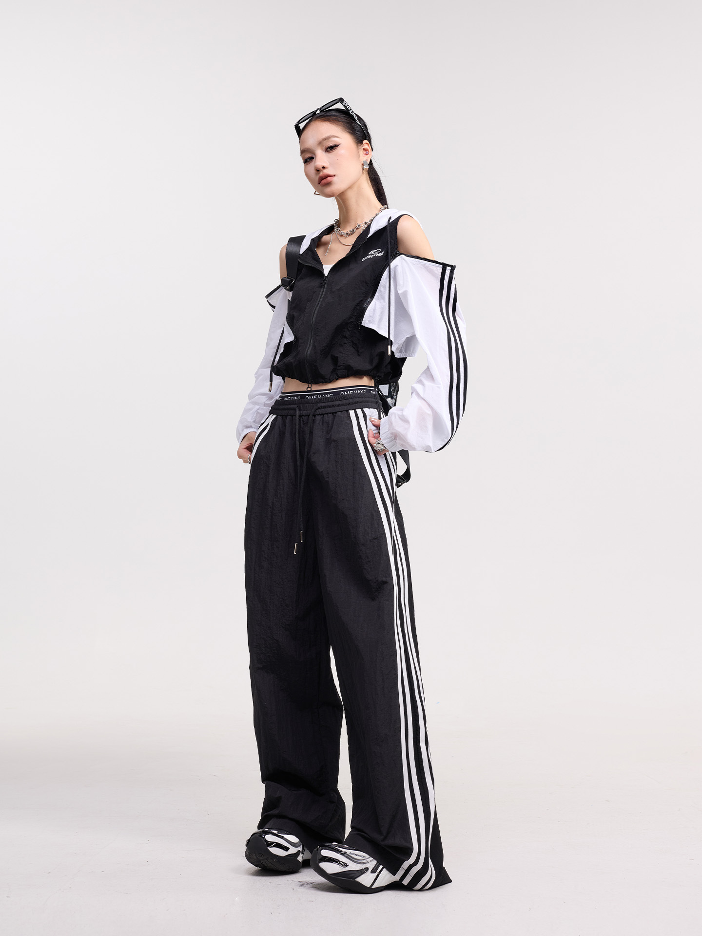 Tuogu Detachable Sleeve Spring Jacket Short Sleeveless Vest Trendy Wide-Leg Casual Pants Fashion Sports Suit for Women