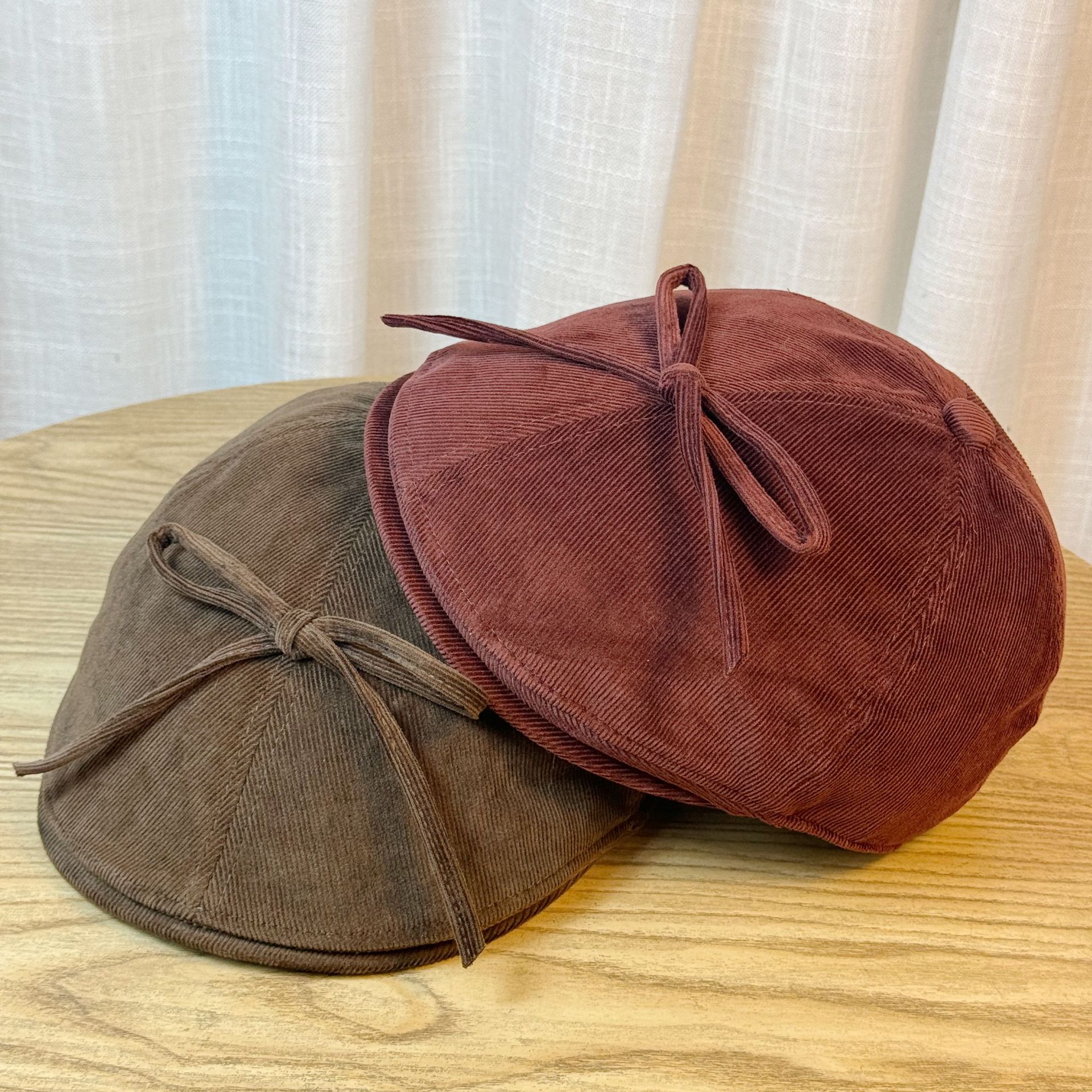 Korean Style high quality Artistic Style Bow Cap Children's Autumn and Winter Corduroy Newsboy Cap Reverse Wear Forward Cap