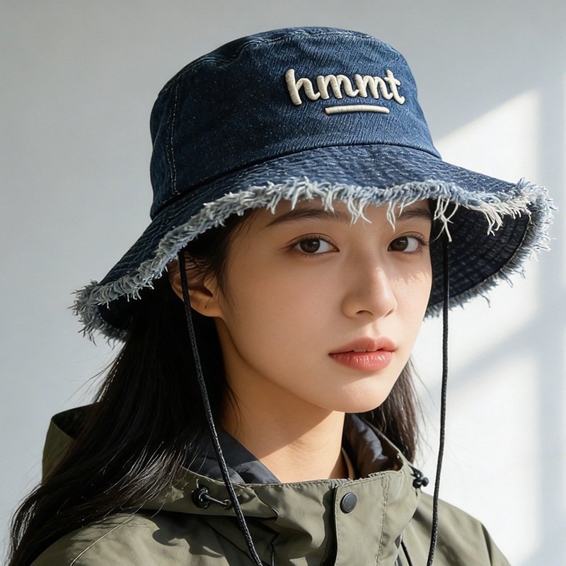 2026 New Vintage-Style Fisherman Hat for Women, Denim Wide-Brimmed Sun Hat That Covers the Face and Makes the Face Look Smaller, Fashionable and Versatile Sun Hat