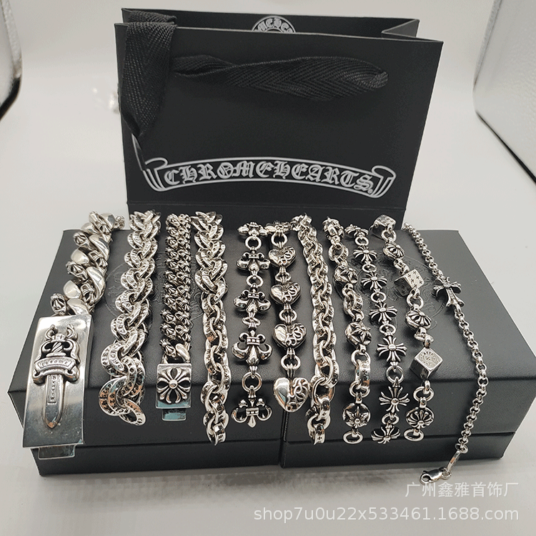 Chrome Hearts Bracelet S925 Silver Cross Anchor Chain