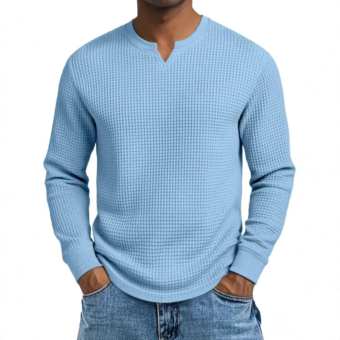2025 New European and American Style Ins Amazon Spring and Autumn Cross-Border Men's Plus-Size Slim-Fit Long-Sleeve V-Neck Shirt