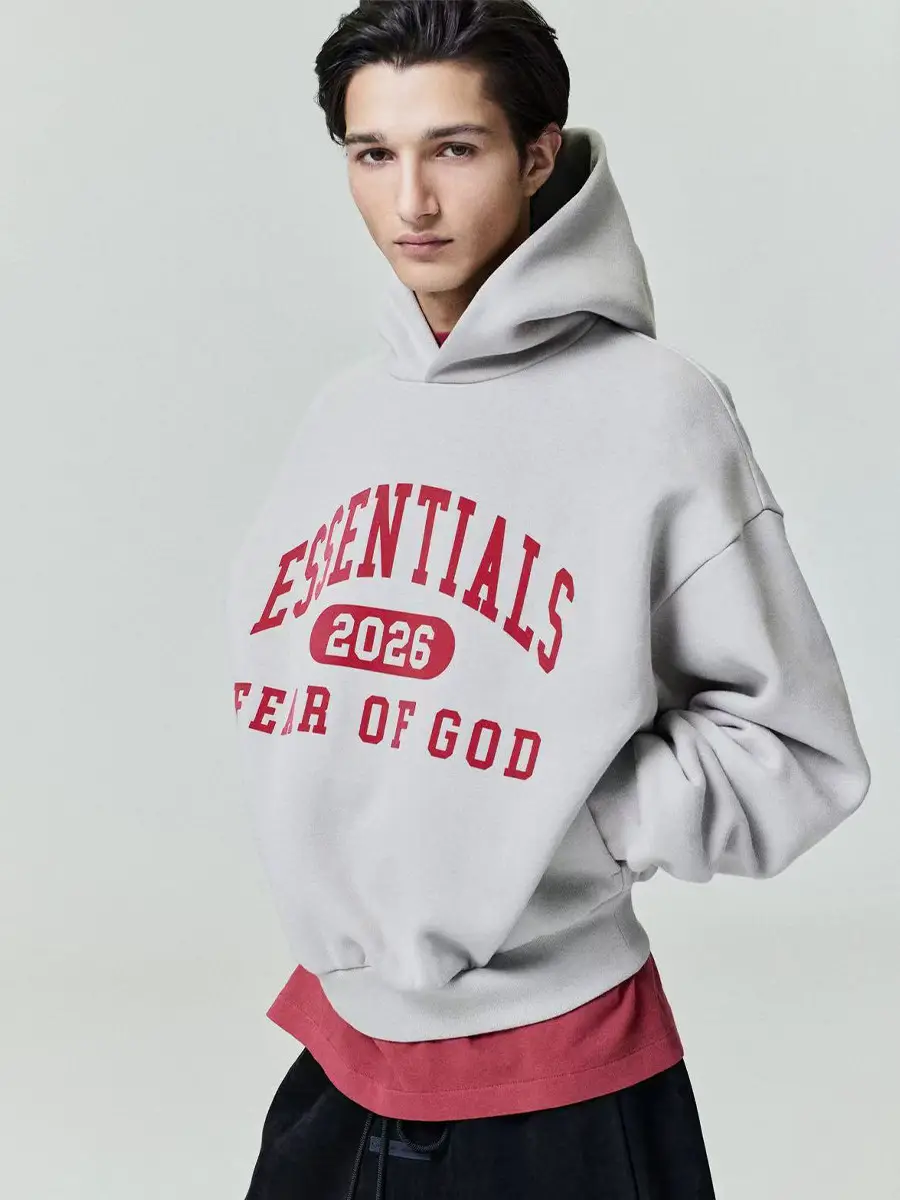 2026 Fog Miki Essentials American Fashion Brand Autumn and Winter Men's Loose Velvet-Lined Hooded Sweatshirt