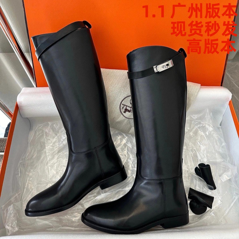 H Parent Boots 2025 New Genuine Leather Chelsea Boots Knight Boots Lock Buckle No More Than Knee Boots Women's Boots Winter Foto QC de 1688 na Qualit.ly