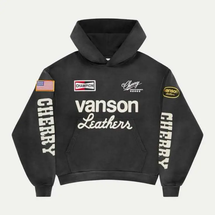 Recommended Featured Items! Racing style oldschool retro Vibe motorcycle clothing loose hooded sweatshirt