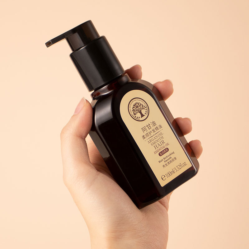 Lecco argin Soft Hair Care Essential Oil Brown 100ml Large Bottle with Pump Head Lightweight and Soft Hair