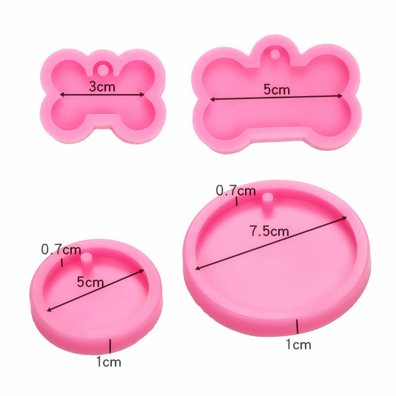 Size dog bone shape key chain glue drop mold size round tag car aromatherapy pendant mold