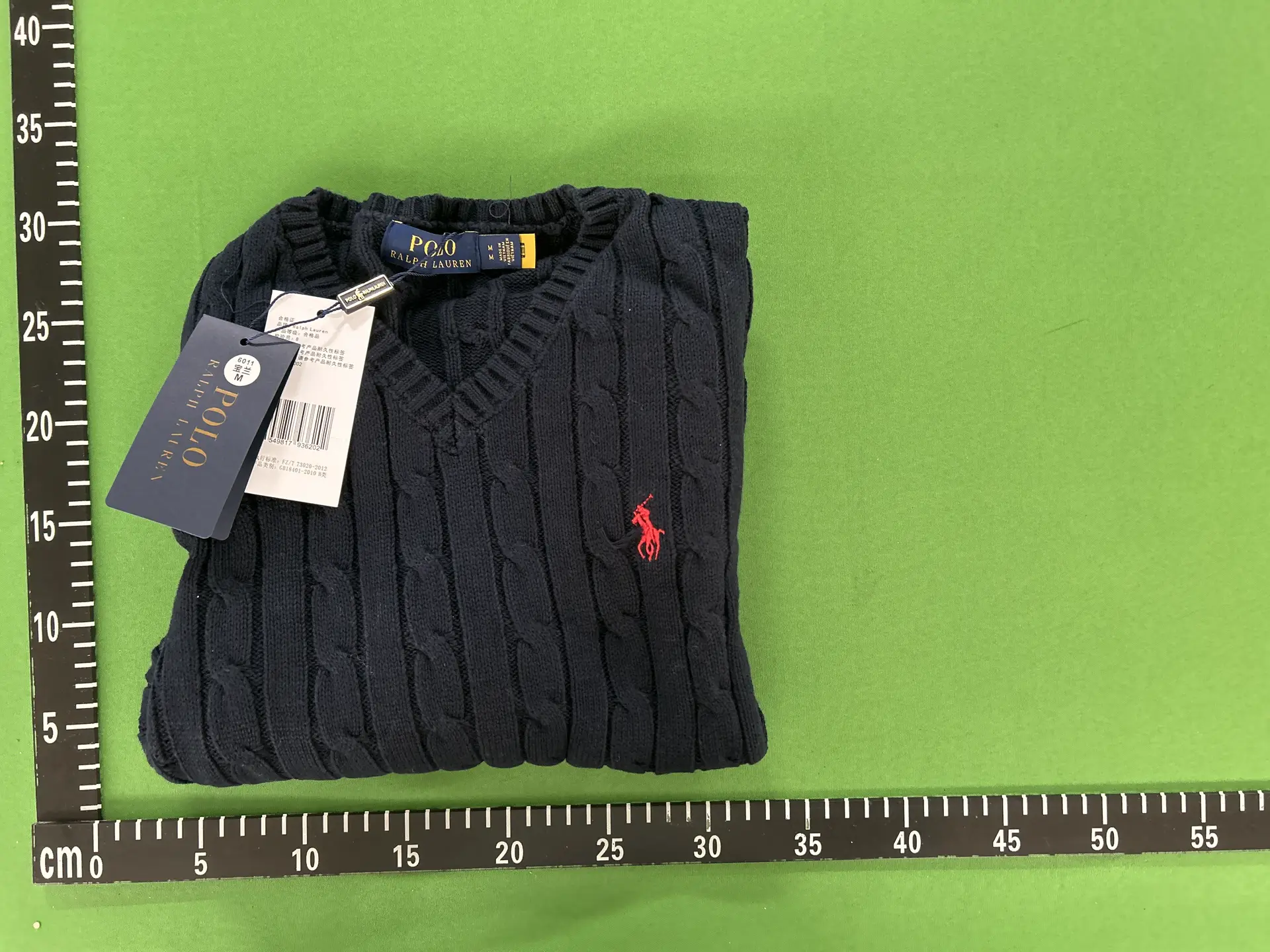 Polo Ralph Lauren Cable Knit V-Neck Sweater Navy